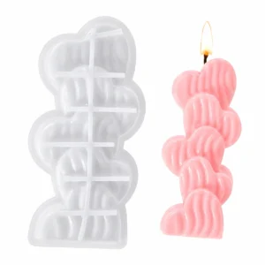 Molde de silicona corazones vela alta