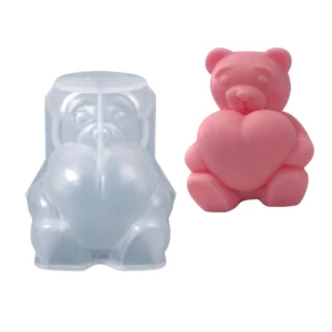 Molde de silicona oso corazon
