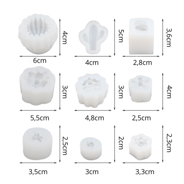 Pack 9 moldes silicona cactus tuna suculenta - Imagen 2