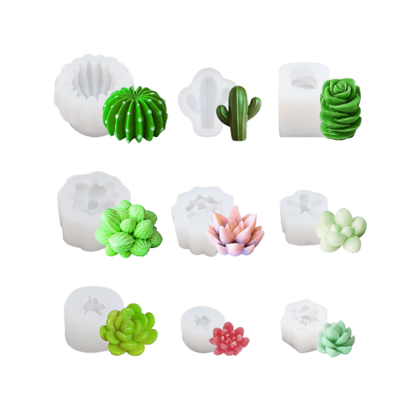 Pack 9 moldes silicona cactus tuna suculenta