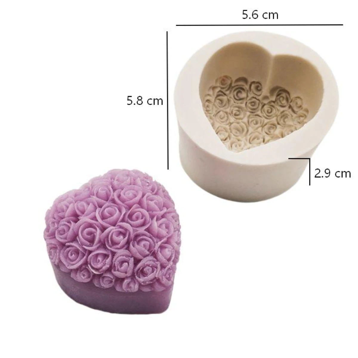 Molde de silicona corazon rosas - Imagen 2