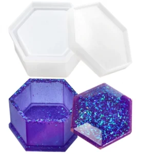 Molde de silicona maceta hexagonal con tapa