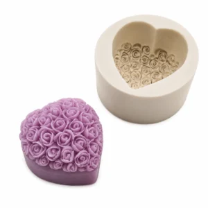 Molde de silicona corazon rosas
