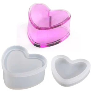 Molde de silicona maceta corazon con tapa