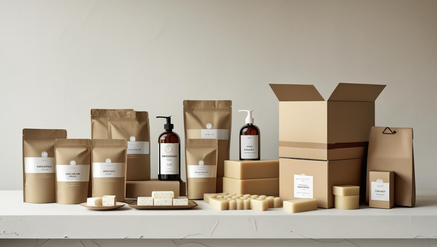 [Imagen de una mujer feliz organizando cajas de productos de cosmética para envío]