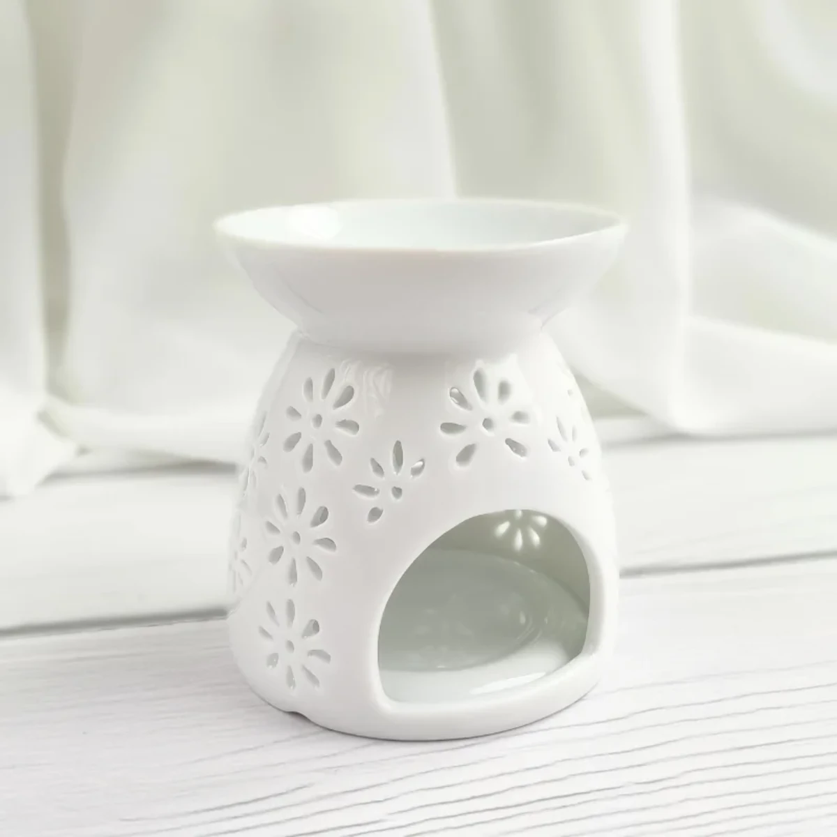 Hornito para esencias de ceramica flores - Imagen 3