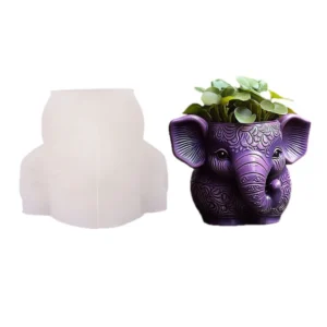Molde De Silicona Maceta Elefante.