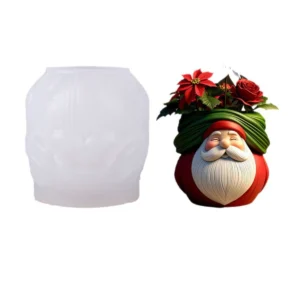 Molde de silicona maceta papa noel.
