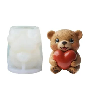 Molde de silicona osito corazon